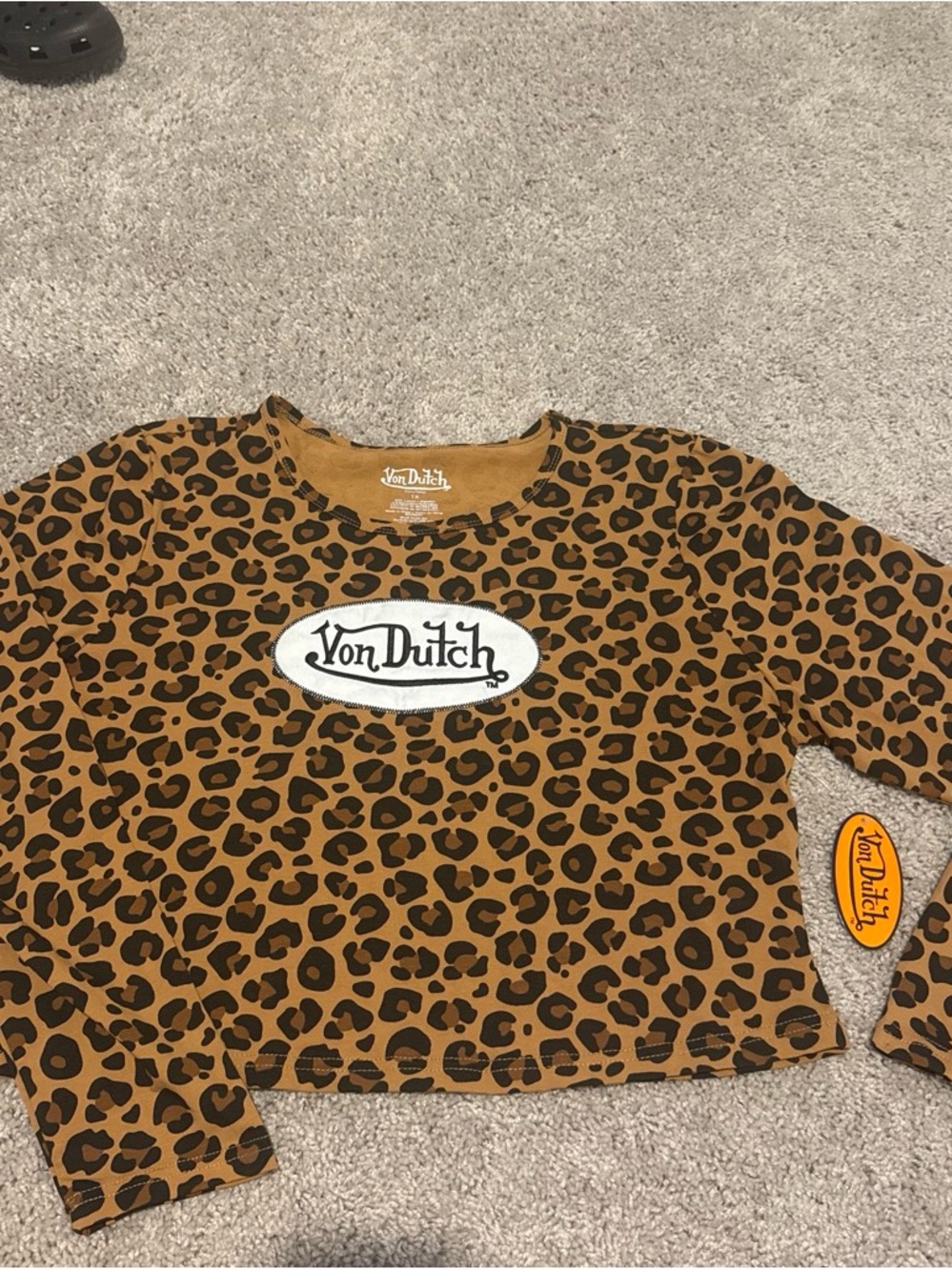 Von Dutch Brown Leopard Print Long Sleeve Top